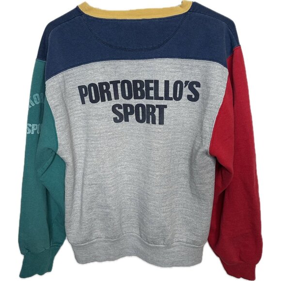 90s Boxy Colorblock Ski Team Grey Heather Sweatshirt Women’s M - Picture 2 of 7